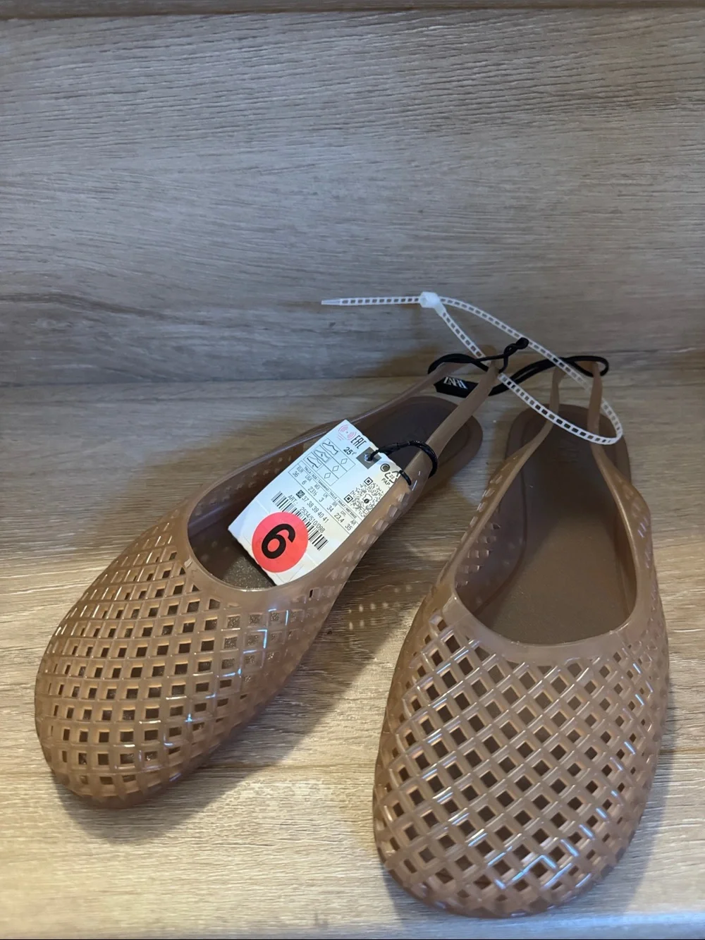 Zara Brown Lattice Slingback Jelly Flats - Picture 3 of 5